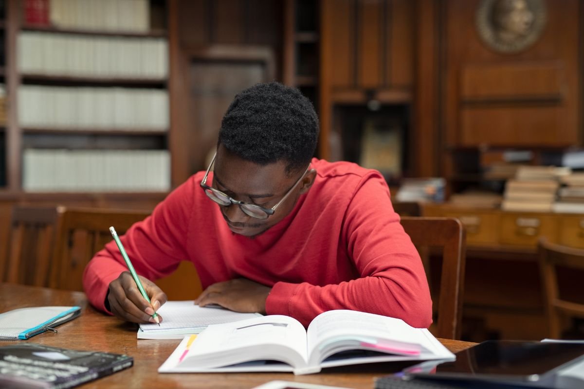 writing in the library